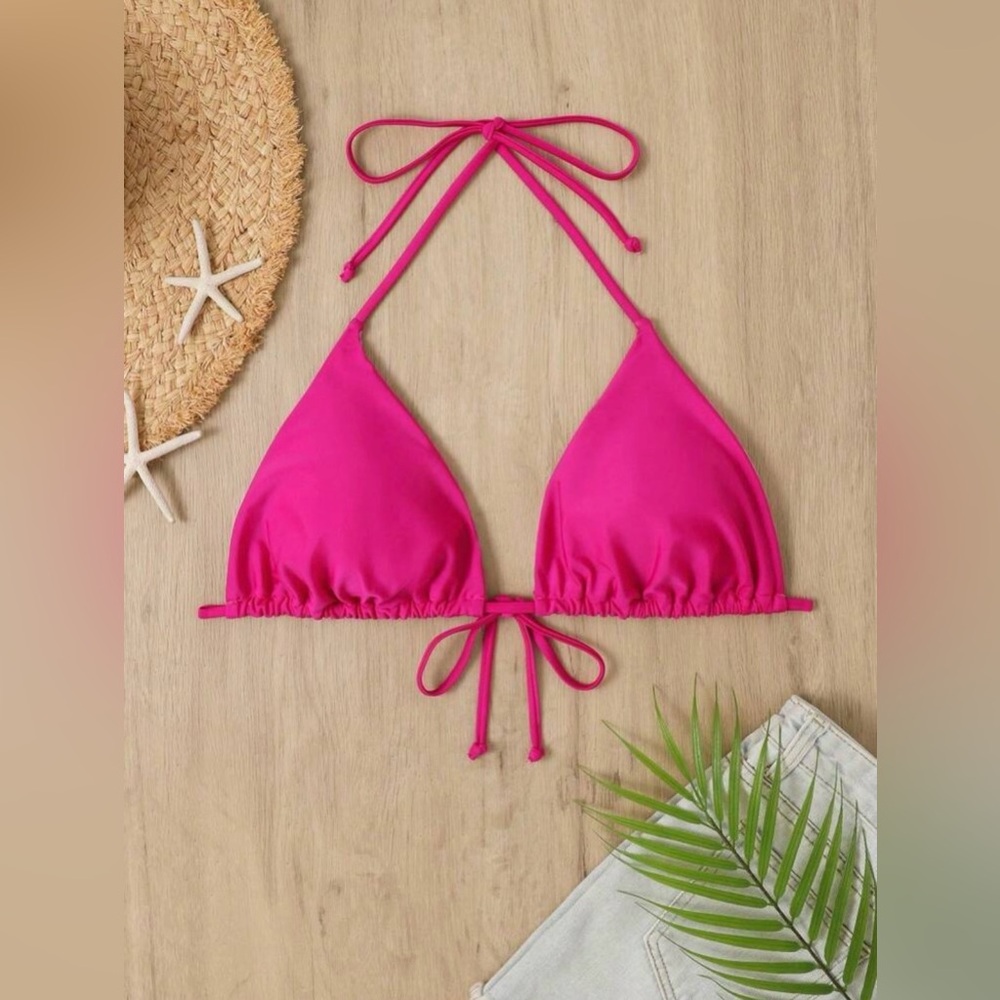NWT SHEIN Swim Lushoire Plus Ruched Halter Triangle Bikini Top Size 20(4XL)